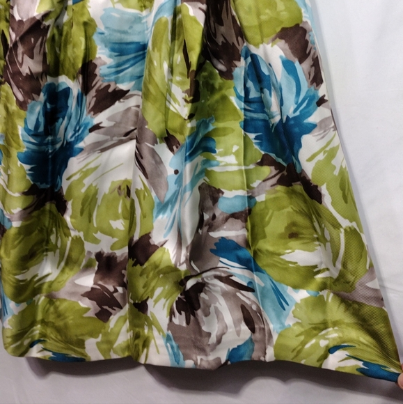 NWT Talbots 100% Silk Watercolor Floral Skirt Womens 22WP Bule Green Artsy Retro - Picture 7 of 10